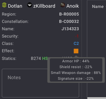 Effect example display